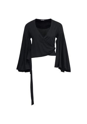 Jacquemus Le Cache Coeur Ventadou bell-sleeve top - Black