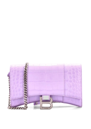 Balenciaga Pre-Owned Hourglass Chain Wallet Crocodile Embossed Leather clutch bag - Purple