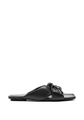 Stuart Weitzman ring-detail knotted slides - Black