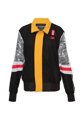 DRY CLEAN ONLY lace-panelled varsity jacket - Black