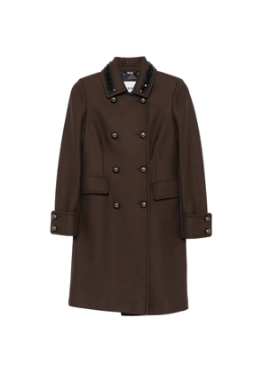 Bazar Deluxe bead-embellishment double-breasted coat - Brown
