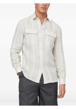 Brunello Cucinelli striped linen shirt - White