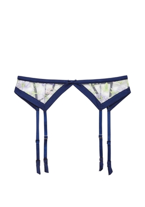 Fleur Du Mal embroidered garter belt - Blue