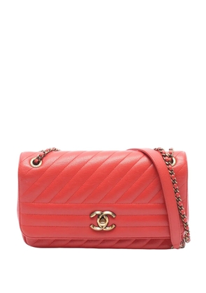 CHANEL Pre-Owned 2016-2017 Small Diagonal Quilted Goatskin Flap crossbody bag - Red