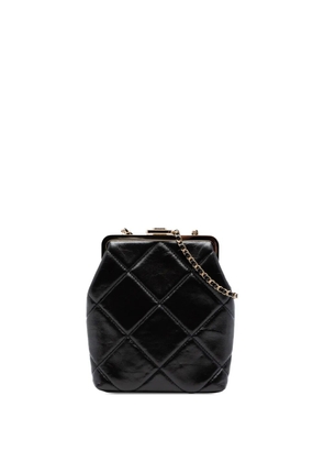 CHANEL Pre-Owned 2020 Small CC Quilted Lambskin Kisslock Frame Clutch crossbody bag - Black