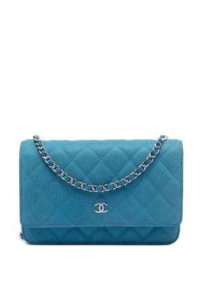 CHANEL Pre-Owned 2013-2014 CC Quilted Caviar Wallet on Chain crossbody bag - Blue