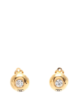 CHANEL Pre-Owned 1950-1970 CC Gold Plated and Strass Round Clip On Earrings costume earrings