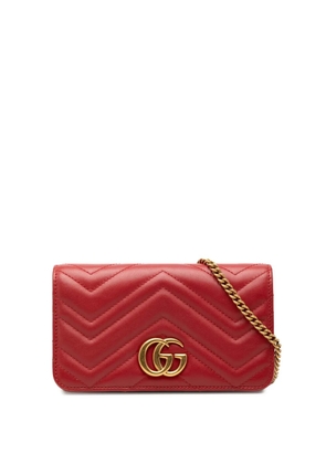 Gucci Pre-Owned 2016-2026 Mini GG Marmont Matelasse Calfskin Wallet On Chain crossbody bag - Red