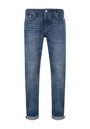 Brunello Cucinelli logo-patch jeans - Blue