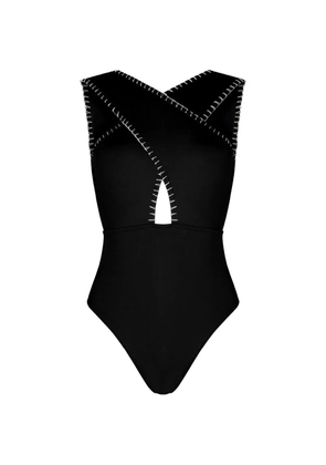 KIÓHNE Coral hand-embroidered swimsuit - Black