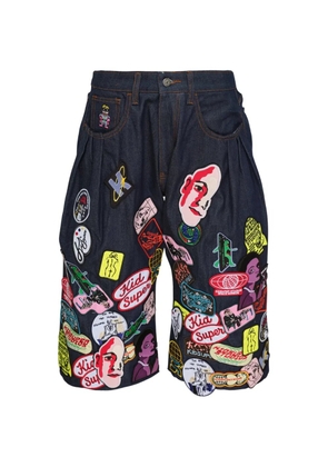 KidSuper patch-embellished pleated shorts - Blue