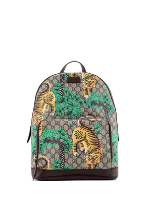 Gucci Pre-Owned Zip Pocket Bengal Print GG Coated Canvas Medium backpack - Brown