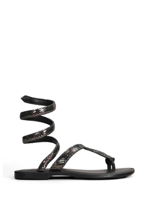 FUSION snake-effect wrap-around sandals - Black