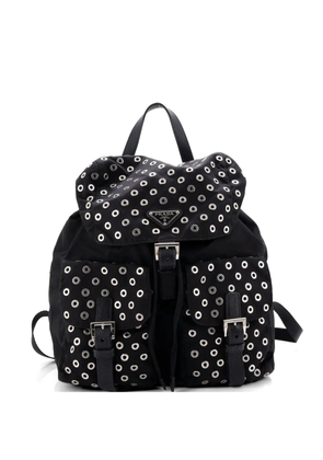 Prada Pre-Owned Double Front Pocket Tessuto with Grommet Detail Medium backpack - Black