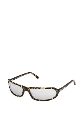 TOM FORD Eyewear tortoiseshell-effect rectangle-frame sunglasses - Brown