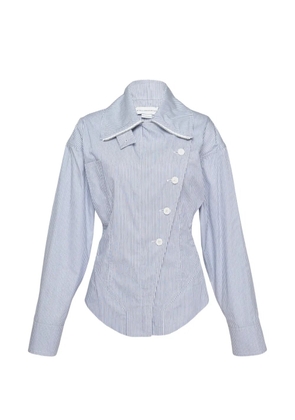 Stella McCartney striped asymmetric-fastening utility fitted jacket - Blue