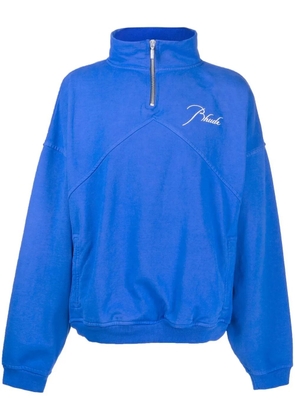 RHUDE embroidered-logo half-zip sweatshirt - Blue