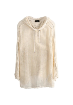 THUG CLUB open-knit hoodie - White
