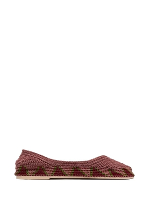 SLO_HAND_MADE crochet-knit pointed-toe ballet flats - Pink