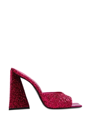 The Attico Devon glitter-finish mules - Pink