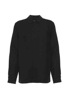 AMARANTO patch-pocket linen shirt - Black