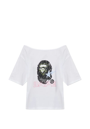 A BATHING APE® rhinestone-embellished logo-print T-shirt - White