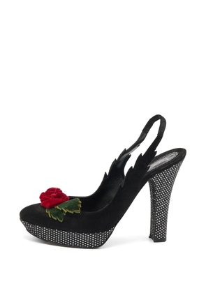 Casadei Vintage rose-detail slingback platform pumps - Black