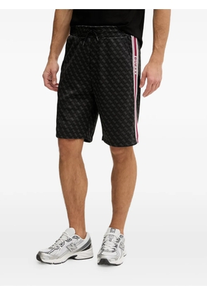 GUESS USA monogram-print side-stripe shorts - Black