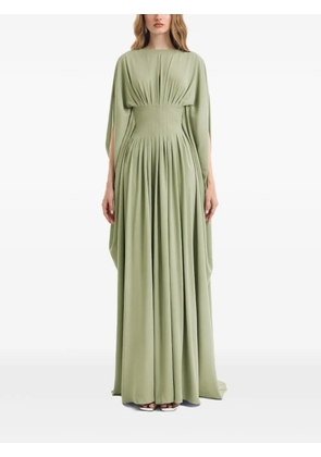 Gemy Maalouf pleated cape-sleeve dress - Green