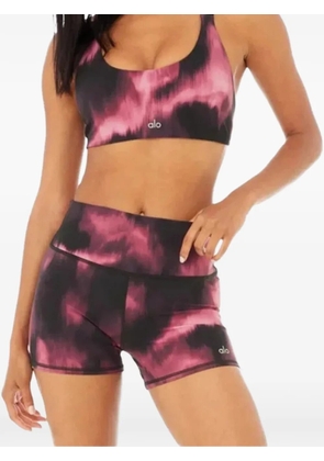 Alo Yoga tie-dye high-waist shorts - Black
