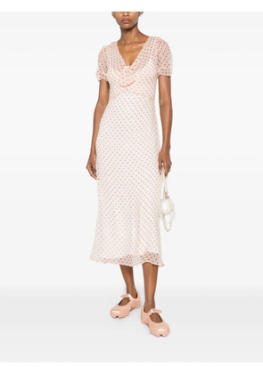 Nº21 polka dot silk miidi dress - White