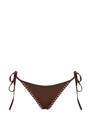 KIÓHNE Zoe hand-embroidered bikini bottoms - Brown