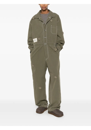 Song For The Mute x Birkensock Gardener crochet-flower jumpsuit - Green