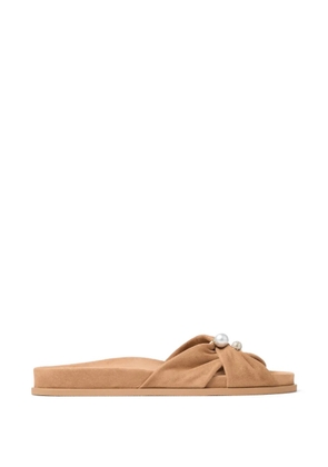 Jimmy Choo Rafi Flat faux-pearl embellished sandals - Neutrals