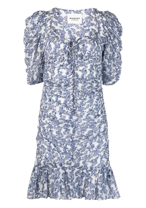 MARANT ÉTOILE floral-print ruched mini dress - Blue