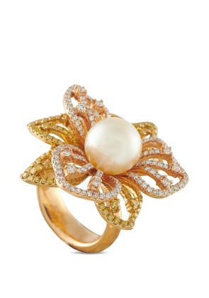 LB Exclusive leaf-motif pearl and diamond ring - Pink