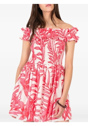 Poupette St Barth Amber palm-leaf ruffled dress - White