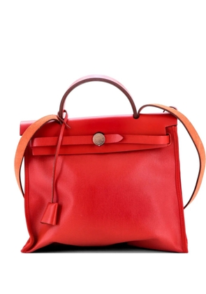 Hermès Pre-Owned Herbag Zip Berline Vache Canvas and Leather 31 shoulder bag - Red