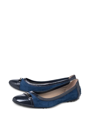Tod's Vintage embellished cap-toe ballet flats - Blue