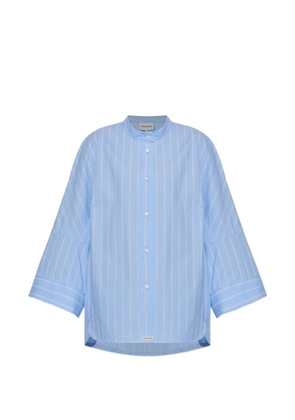 MUNTHE Neela vertical-stripe band-collar shirt - Blue