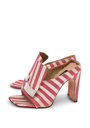 Sergio Rossi Vintage striped metal-detail heeled sandals - Red