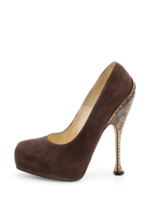Brian Atwood suede platform pumps - Brown