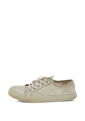 Gucci Pre-Owned GG canvas leather low-top sneakers - White