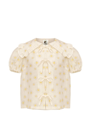 Sleeper Puff linen loungewear blouse - Neutrals