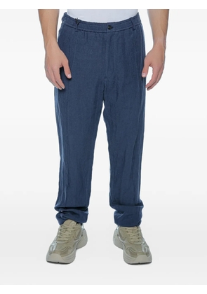 Emporio Armani elasticated-waistband linen trousers - Blue