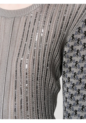 Chloé sequin-embellished horse-jacquard sweater - Grey