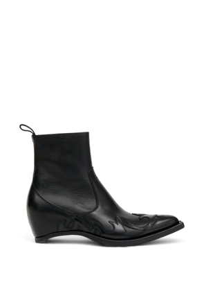 Maison Margiela flame-embroidered cowboy boots - Black