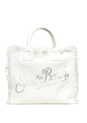 MC2 Saint Barth strass-embellished frayed tote bag - White