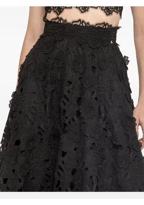 NISSA embroidered 3D-effect midi skirt - Black