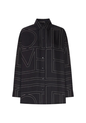 TOTEME monogram-embroidered silk shirt - Black